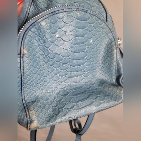 Michael Kors Blue Mini Backpack Abbey Croc Embossed Fair Condition 8x8 main image 3